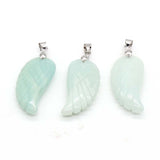 Natural Gnergy Gemstone~ Natural Stones 35mm Carve Angel Wing Pendants Rock Crystal Opalite Fluorite Lapis Lazuli Rhodonite Pendant Women Men Jewelry