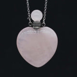 Natural Gnergy Gemstone~ Natural Stones Perfume Bottle Pendant Heart Shape Stone Pendants Healing Crystal Quartz stainless steel Chain Necklace