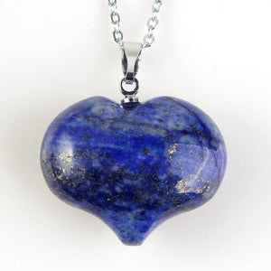 Natural Gnergy Gemstone~ Romantic Style Silver Plated Natural Lapis Lazuli Love Heart Stone Pendant Fashion Wome Men Jewelry