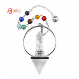 Natural Gnergy Gemstone~ Silver Plated Natural Healing Crystal Quartz Hexagon Pyramid Lapis Lazuli Amethysts Pendulum Dowsing Stone Pendant Jewelry