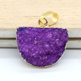 Natural Gnergy Gemstone~ Yellow Gold Color Natural Titanium Coated Crystal Quartz Stones Pendants Half Oval Shape Colorful Stone Pendant Jewelry