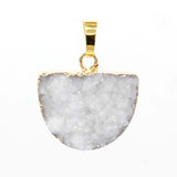 Natural Gnergy Gemstone~ Yellow Gold Color Natural Titanium Coated Crystal Quartz Stones Pendants Half Oval Shape Colorful Stone Pendant Jewelry