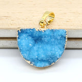 Natural Gnergy Gemstone~ Yellow Gold Color Natural Titanium Coated Crystal Quartz Stones Pendants Half Oval Shape Colorful Stone Pendant Jewelry