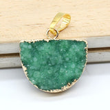 Natural Gnergy Gemstone~ Yellow Gold Color Natural Titanium Coated Crystal Quartz Stones Pendants Half Oval Shape Colorful Stone Pendant Jewelry