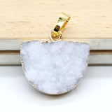 Natural Gnergy Gemstone~ Yellow Gold Color Natural Titanium Coated Crystal Quartz Stones Pendants Half Oval Shape Colorful Stone Pendant Jewelry