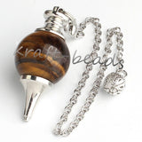 Natural Gnergy Gemstone~ 7 Stone Beads Chain Natural Tiger Eye Stone Pendulums For Dowsing Healing Chakra Pendant Charm Jewelry