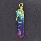 Natural Gnergy Gemstone~ Handmade Wire Wrap Irregular Shape Rock Crystal Dyed Colorful Pendant For Anniversary Jewelry