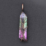 Natural Gnergy Gemstone~ Handmade Wire Wrap Irregular Shape Rock Crystal Dyed Colorful Pendant For Anniversary Jewelry