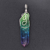 Natural Gnergy Gemstone~ Handmade Wire Wrap Irregular Shape Rock Crystal Dyed Colorful Pendant For Anniversary Jewelry