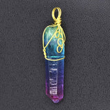 Natural Gnergy Gemstone~ Handmade Wire Wrap Irregular Shape Rock Crystal Dyed Colorful Pendant For Anniversary Jewelry