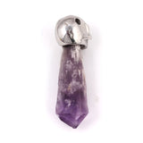 Natural Gnergy Gemstone~ Irregular Shape Natural Purple Amethysts Crystal with Skull Head Pendant Punk Style Jewelry