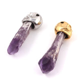 Natural Gnergy Gemstone~ Irregular Shape Natural Purple Amethysts Crystal with Skull Head Pendant Punk Style Jewelry