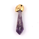 Natural Gnergy Gemstone~ Irregular Shape Natural Purple Amethysts Crystal with Skull Head Pendant Punk Style Jewelry