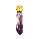 Natural Gnergy Gemstone~ Irregular Shape Natural Purple Amethysts Crystal with Skull Head Pendant Punk Style Jewelry