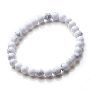 Natural Gnergy Gemstone~ Popular White Turquoises Stone 6 mm Round Beads Elastic Bracelet Fashion Jewelry Female Gift