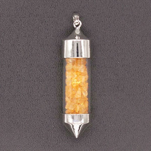 Natural Gnergy Gemstone~ Silver Plated Natural Small Yellow Citrines Crystal Wish Bottle Pendant For Gift Jewelry