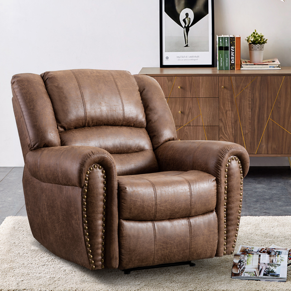 Color: Light Brown Recliner Chair Manual Reclining Sofa Single Lounge Sofa, Light Brown