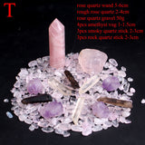 Crystal Set~Mixed Natural Crystal Amethyst Wandpoint Gravel Set Raw Mineral Specimen Rock Colorful Chakra Stone Reikihealing Home Decor