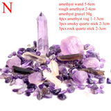 Crystal Set~Mixed Natural Crystal Amethyst Wandpoint Gravel Set Raw Mineral Specimen Rock Colorful Chakra Stone Reikihealing Home Decor