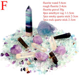 Crystal Set~Mixed Natural Crystal Amethyst Wandpoint Gravel Set Raw Mineral Specimen Rock Colorful Chakra Stone Reikihealing Home Decor