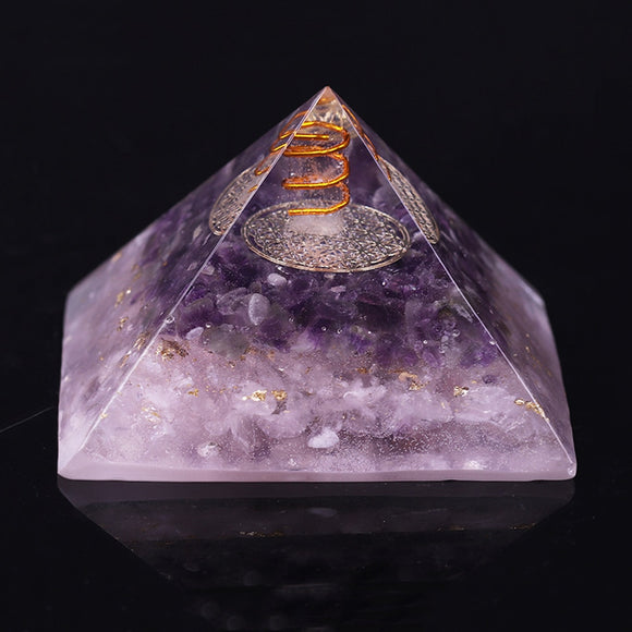 Reiki Pyramid~Natural Amethyst Orgonite Pyramid Energy Converter Orgone Aura Chakra Resin Decorative Craft Decoration Bring Good Luck Gift