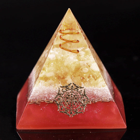 Reiki Pyramid~Natural Citrine Orgone Pyramid Energy Generator Reiki Crystal Healing Chakra Stone Balancing Emf Protection Spiritual Meditation