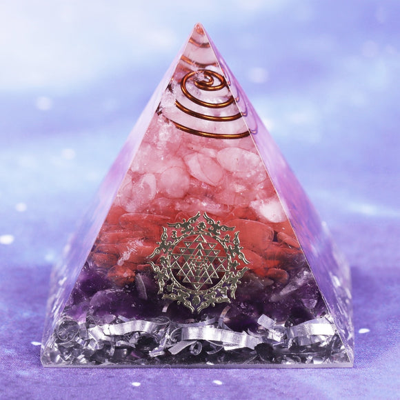 Reiki Pyramid~Natural Crystal Orgone Pyramid  Positive Energy Generator Orgonite Pyramid Emf Protection Healing Stones Orgonite