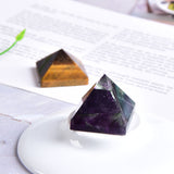 Natural Fluorite Crystal Pyramid Quartz Healing Stone Chakra Reiki Crystal Tiger eye point Home Decor Crafts Of Gem Stone 1PC