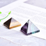 Natural Fluorite Crystal Pyramid Quartz Healing Stone Chakra Reiki Crystal Tiger eye point Home Decor Crafts Of Gem Stone 1PC