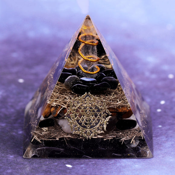 Reiki Pyramid~Natural Obsidian Orgone Pyramid Reiki Healing Metaphysical Crystal Chakra Balancing Energy Generator Emf Protector