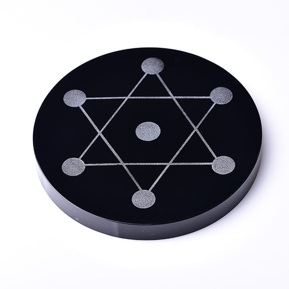 Natural Obsidian Seven Star Plate 12cm Stone Home Decoration Reiki Energy Stone glass decoration Healing Stone Ornaments disk