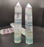 Natural Pink Purple green fluorite crystal point Healing Stone Hexagonal Prisms crystals towers 105-125mm Home Decoration Chakra