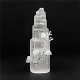 Natural Quartz Crystal selenite Tower with Amethyst Pyrite Fluorite Mineral Raw Ornament Reiki healing Energy Home Decor