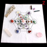 Crystal Set~Natural Stone Set 7Chakra Crystal Healing Meditation Grids Altar Cloth Flower of Life Assorted Chips Balancing Energy Gift Decor