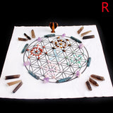 Crystal Set~Natural Stone Set 7Chakra Crystal Healing Meditation Grids Altar Cloth Flower of Life Assorted Chips Balancing Energy Gift Decor