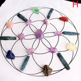 Crystal Set~Natural Stone Set 7Chakra Crystal Healing Meditation Grids Altar Cloth Flower of Life Assorted Chips Balancing Energy Gift Decor