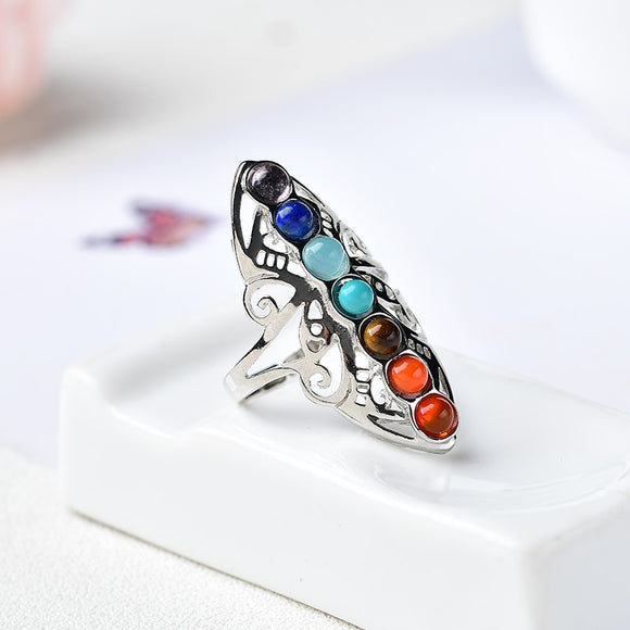 Natural Stones Seven Chakra Healing Stone Ring Quartz Minerals Jewelry Quartz For Men and Women DIY Jewelry Souvenir gift