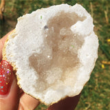 Crystal Healing~Natural agate geode crystal hole Mineral specimen contains clean crystal clusters of very beautiful small stones and crystals