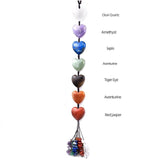 Natural hearts stone car Hanging seven chakra crystal healing Rough stone energy Ornament Mineral Specimen for Car Decor