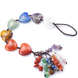 Natural hearts stone car Hanging seven chakra crystal healing Rough stone energy Ornament Mineral Specimen for Car Decor