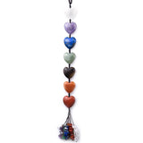 Natural hearts stone car Hanging seven chakra crystal healing Rough stone energy Ornament Mineral Specimen for Car Decor