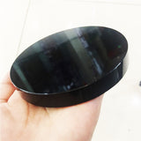 Crystal Healing~New arrivals high quality 100% natural black obsidian stone circle disk round plate fengshui mirror for home office decoration