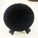 Crystal Healing~New arrivals high quality 100% natural black obsidian stone circle disk round plate fengshui mirror for home office decoration