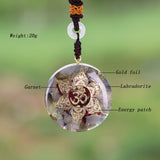 Orgonite® Pendant -Orgone Pendant Energy Garnet Necklace Orgonite Pendant Labradorite Om Yoga Healing Jewelry Crystal Necklace