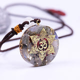 Orgonite® Pendant -Orgone Pendant Energy Garnet Necklace Orgonite Pendant Labradorite Om Yoga Healing Jewelry Crystal Necklace