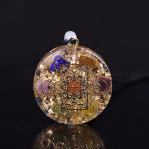 Orgonite® Pendant -Orgone Pendant Rainbow Crystal Stones Chakra Reiki Healing Energy Generator EMF Radiation Protection Orgonite Necklace