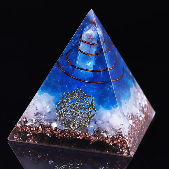 Reiki Pyramid~Orgone Pyramid Blue Quartz Energy Generator With Emf Protection For Yoga Mediation Chakra Healing And Self Development