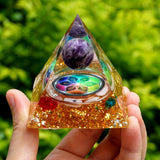 Orgone Pyramid~Orgone Pyramid Handmade Amethyst Crystal Sphere Orgonite with Blue Red Quartz Copper Chakra Energy Healing Meditation Tool