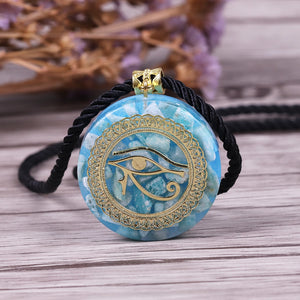 Orgonite® Pendant -Orgonite Energy Pendant Orgone Amazon Stone Necklace Horus Eye All-Seeing Eyes Devil's Eye Necklace Amulet Magnetic Jewelry