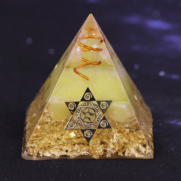 Reiki Pyramid~Orgonite Pyramid 5Cm Symbolizes The Lucky Yellow Crystal Pyramid Energy Converter To Gather Wealth And Prosperity Resin Decor